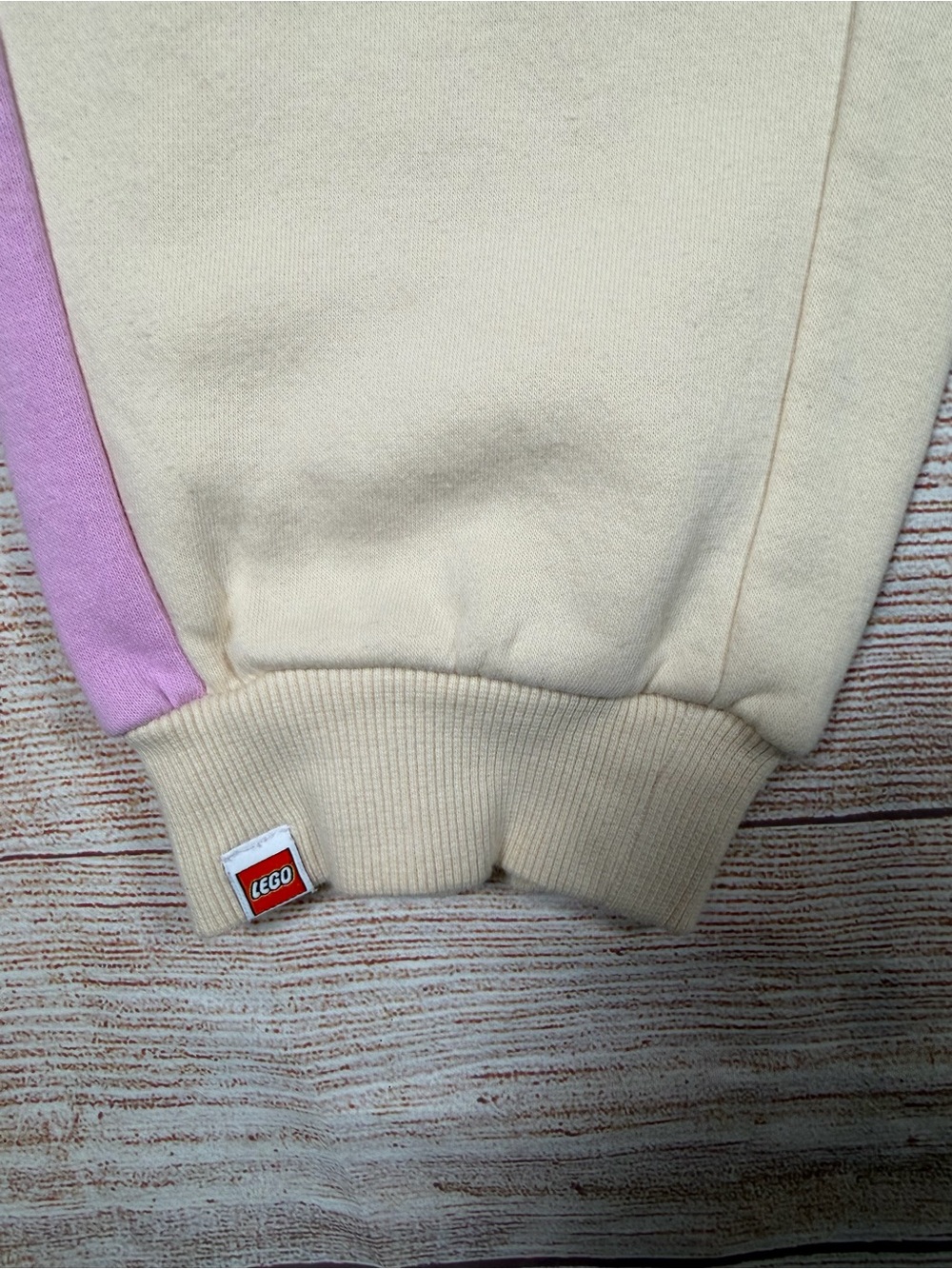 Lego Cream Joggers with Lavender Side Stripes and Orange Drawcord - Picture 8 of 9